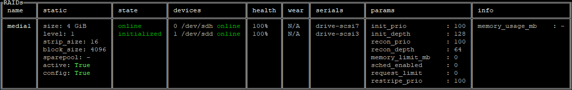 eracli raid show output example